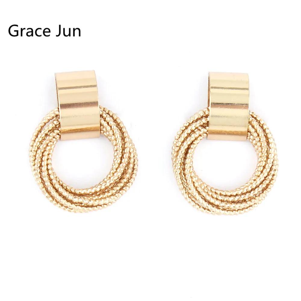 Korea Style Gold Color Copper Material Geometric Circle Clip on Earrings Without Pierced Elegant Cuff Ear Clip Anti-